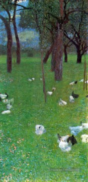  Klimt Tableau - Après le Rain Garden avec des poulets à St Agatha Gustav Klimt